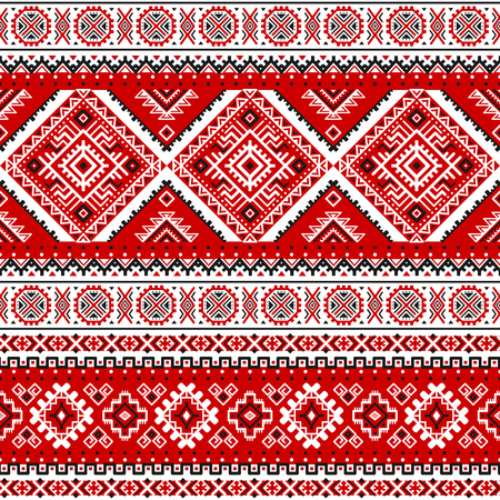 Ethnic seamless pattern with black, white, red colors. Inspired by ukrainian slavic traditional...