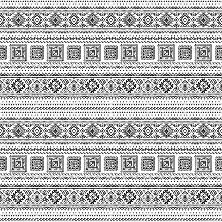 Ethnic seamless monochrome pattern. Aztec geometric background. Tribal print. Navajo fabric. Modern abstract wallpaper. Vector illustration. For paper, textile design.のイラスト素材
