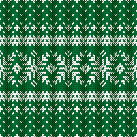 Winter sweater fairisle design. Seamless christmas and new year wool knitting pattern. Vector illustration with snowflakes. Holiday traditional background.のイラスト素材