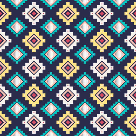 Tribal striped seamless pattern. Aztec geometric vector background. Can be used in textile design, web design for making of clothes, accessories, decorative paper, wrapping, envelope; backpacks, etc.のイラスト素材