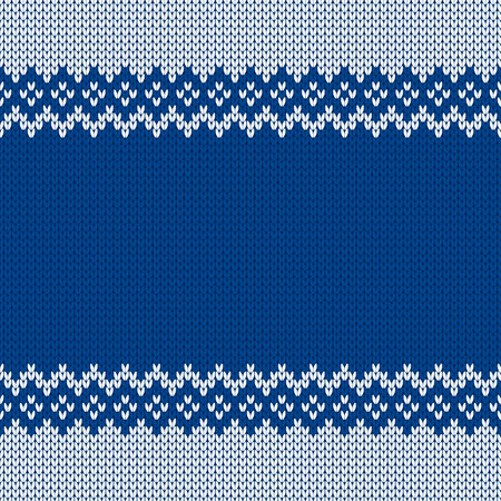 Knitwear texture. Template with empty place for text. Traditional seasonal seamless background for holiday design. Winter knitted wool sweater pattern. Christmas vector illustration.のイラスト素材
