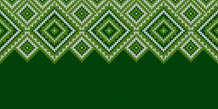 Ugly Christmas Sweater Party. Wide background. Knitwear texture. Template with empty place for text. Traditional seasonal seamless pattern for holiday design. Winter knitted wool vector illustration.のイラスト素材