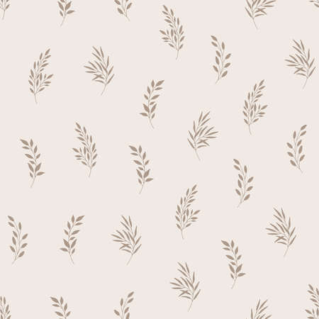 Seamless pattern with leaves. Natural eco friendly background. Hand drawn vector illustration in trendy style, rustic theme. Fashion print for fabric, wrapping, greeting cards, wedding invitations.のイラスト素材