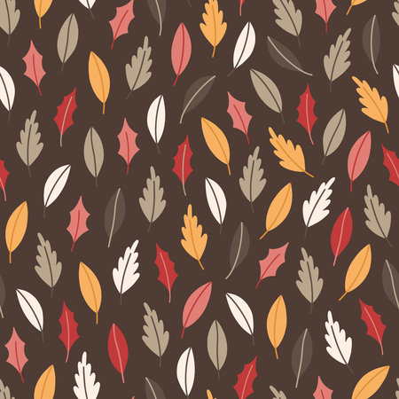 Christmas seamless pattern with various leaves. winter botanical background. vector illustrationのイラスト素材