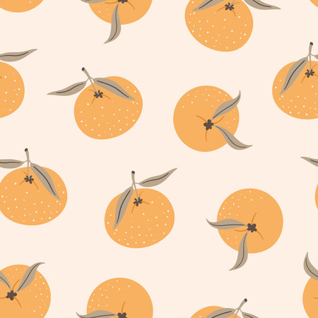Botanical seamless pattern with tangerines. winter background. christmas vector illustrationのイラスト素材