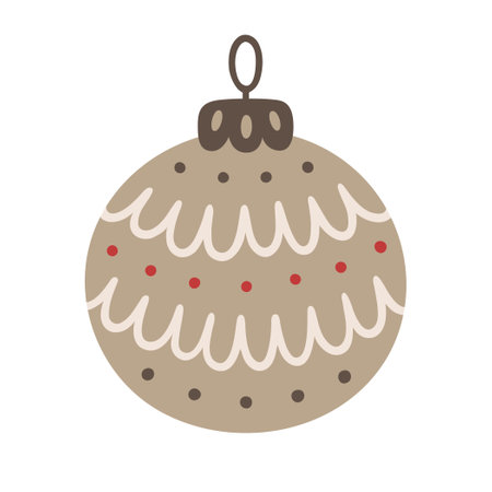 Christmas ball. Bauble for Christmas tree - classic holiday decor. Vector illustration of a toy with ornament on a white background.のイラスト素材
