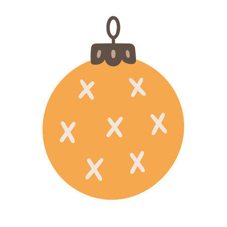 Christmas ball. Bauble for Christmas tree - classic holiday decor. Vector illustration of a toy with ornament on a white background.のイラスト素材