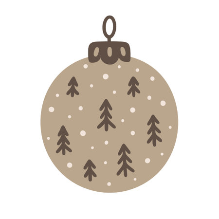 Christmas ball. Bauble for Christmas tree - classic holiday decor. Vector illustration of a toy with ornament on a white background.のイラスト素材