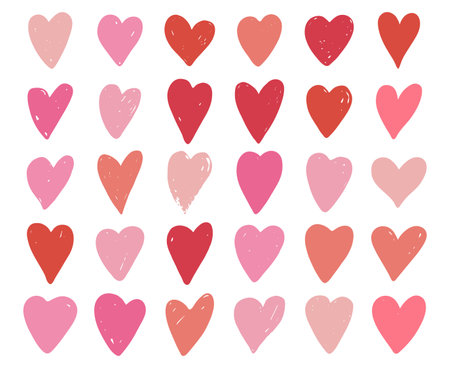 Hearts symbols set. Valentine's Day vector illustration. Love, romantic background. Hand-drawn heartのイラスト素材
