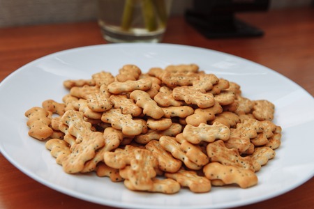 Crackers with poppy seeds, breakfast supper, dry foodの写真素材