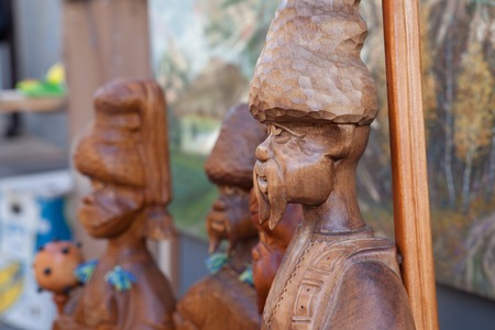 Ukraine, sculptures from wood, Cossacks ethnic historyのeditorial素材