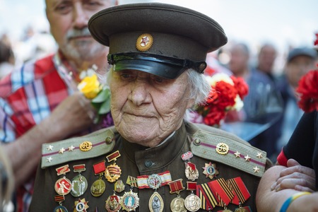 UKRAINE, KIEV, MAY 9, 2016, Victory Day, May 9. Monument to an unknown soldier: Veterans of World...