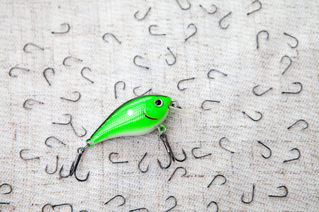 Fishing hooks, wobblers, fishing tackle, fishing lureの写真素材
