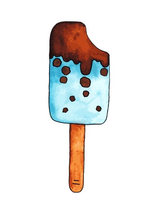 Watercolor Hand Drawn Tasty Ice Cream Illustrationのイラスト素材