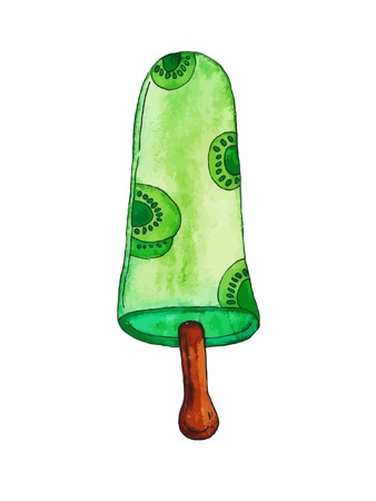 Watercolor hand drawn colorful ice cream in stick.のイラスト素材