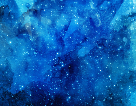 Space watercolor background. Abstract galaxy painting. Cosmic texture with starsの写真素材