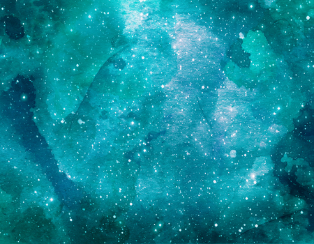 Space watercolor background. Abstract galaxy painting. Watercolor Cosmic texture with stars. Night skyの写真素材