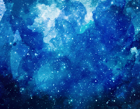 Space watercolor background. Abstract galaxy painting. Watercolor Cosmic texture with stars. Night skyの写真素材