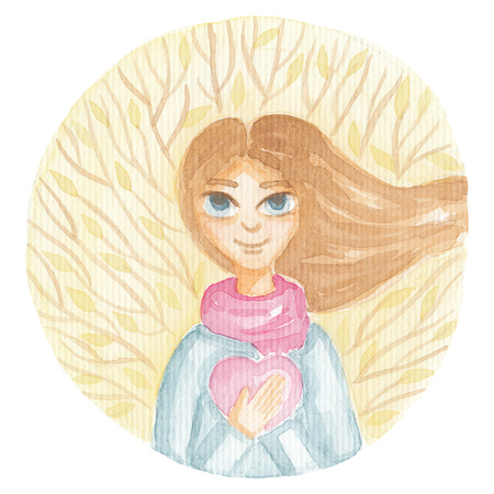 Watercolor valentine illustrations isolated on white. Wreath,pigeons,envelopes,bottle,hearts for romantic,wedding,valentines day designの写真素材