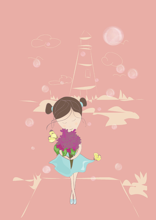 Ballerina with flowersのイラスト素材