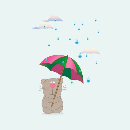 Cat under an umbrellaのイラスト素材