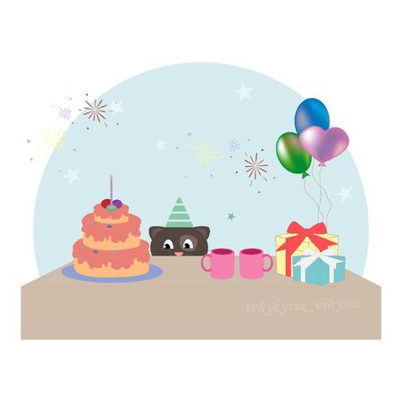 cat birthdayのイラスト素材