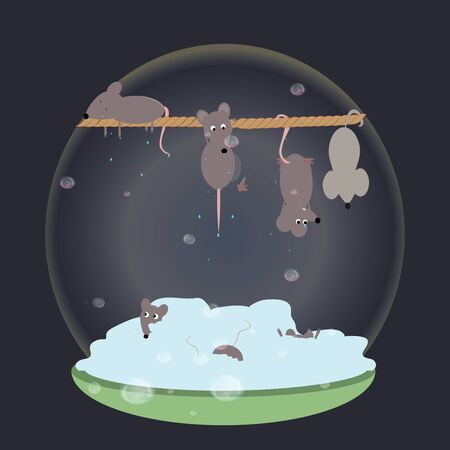 mice on a rope hang and dryのイラスト素材