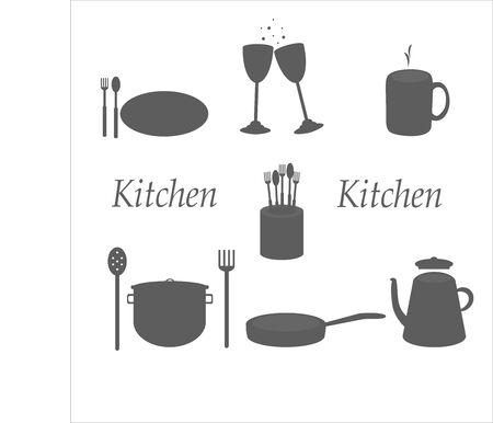 shadow of dishes on a white backgroundのイラスト素材