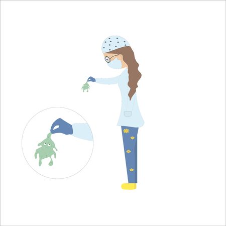 Doctor biologist holds a microbeのイラスト素材