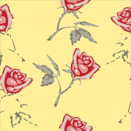 Rose pattern on a yellow backgroundのイラスト素材