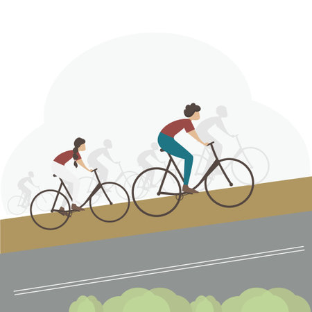 cyclists on the roadのイラスト素材