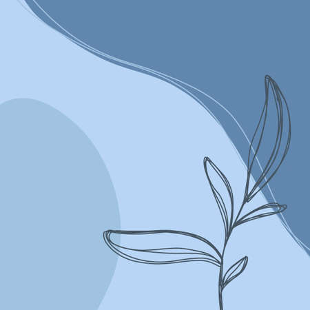 Hand drawn background oneline leafの写真素材
