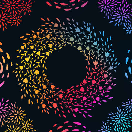 Colorful floral wreath watercolor background