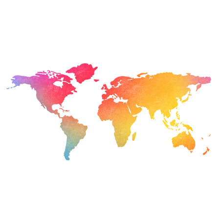 Watercolor colorful world map geography backgroundの写真素材