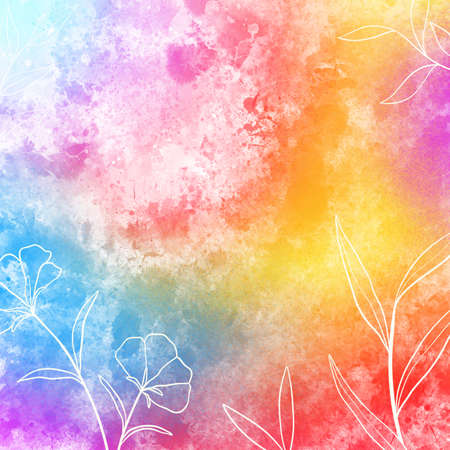 Watercolor abstract colorful background textureの写真素材