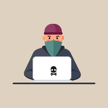 Computer hacker spread a net - isolated vector illustration.のイラスト素材