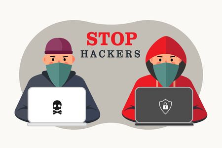 Computer virus vector icons set antivirus scan, warning, protection, firewall, spyware, infection worm spam attackのイラスト素材