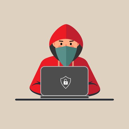 Computer hacker spread a net - isolated vector illustrationのイラスト素材