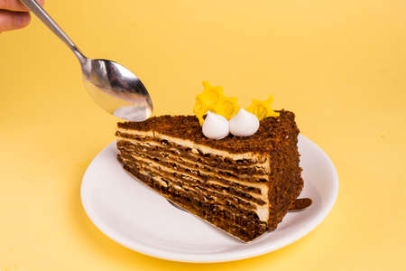 Desert with cup of black teaの写真素材