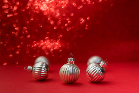 Firework on red bokeh Lights and space for text.Abstract backgroundの写真素材