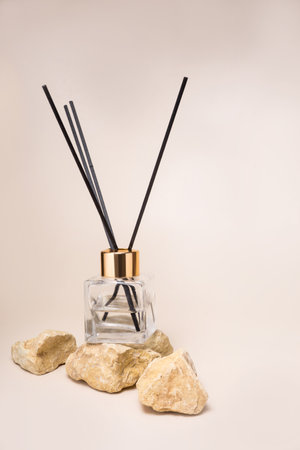 Aromatherapy reed diffuser air freshener with space for text belowの写真素材