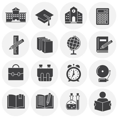 School related icons set on background for graphic and web design. Simple illustration. Internet concept symbol for website button or mobile appのイラスト素材