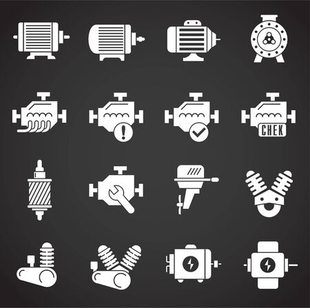 Motor related icons set on background for graphic and web design. Creative illustration concept symbol for web or mobile app.のイラスト素材