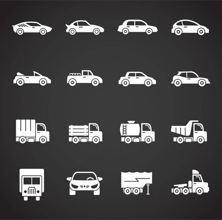Car icons set on background for graphic and web design. Creative illustration concept symbol for web or mobile app.のイラスト素材