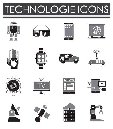 Technologie related icon set on background for graphic and web design. Simple illustration. Internet concept symbol for website button or mobile app.のイラスト素材