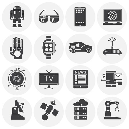 Technologie related icon set on background for graphic and web design. Simple illustration. Internet concept symbol for website button or mobile app.のイラスト素材