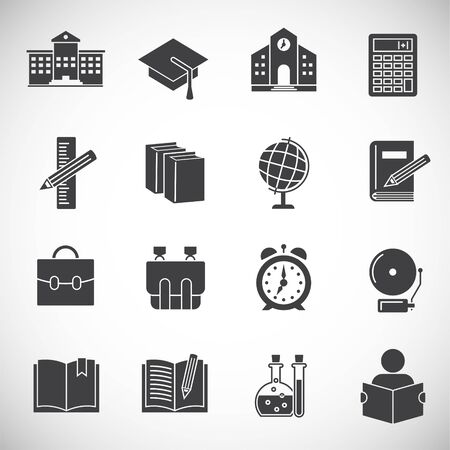 School related icons set on background for graphic and web design. Simple illustration. Internet concept symbol for website button or mobile appのイラスト素材