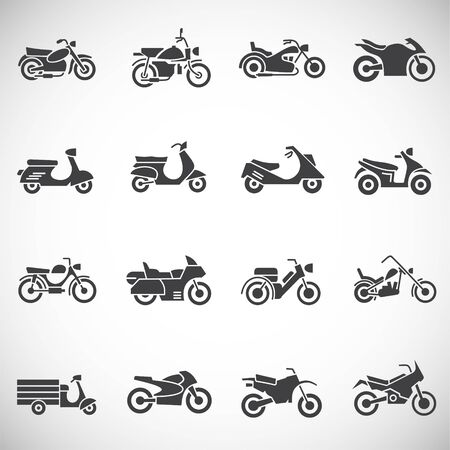 Motorcycle icons set on background for graphic and web design. Creative illustration concept symbol for web or mobile app.のイラスト素材
