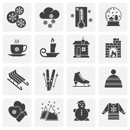 Winter related icons set on background for graphic and web design. Simple illustration. Internet concept symbol for website button or mobile app.のイラスト素材