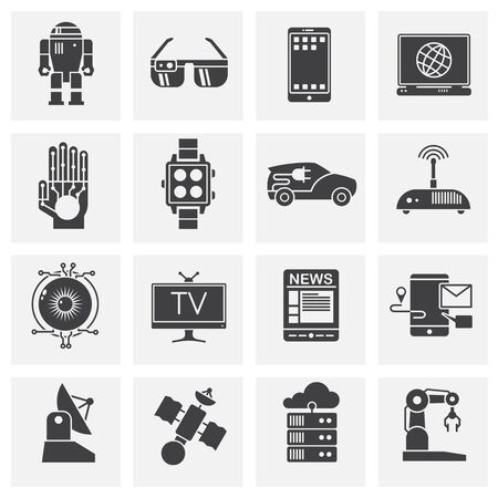 Technologie related icon set on background for graphic and web design. Simple illustration. Internet concept symbol for website button or mobile app.のイラスト素材